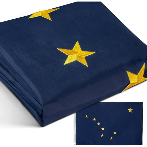Anley EverStrong Series Alaska State Flag 3x5 Feet - Embroidery & Heavy Duty Canvas Header - Alaska AK State Flags