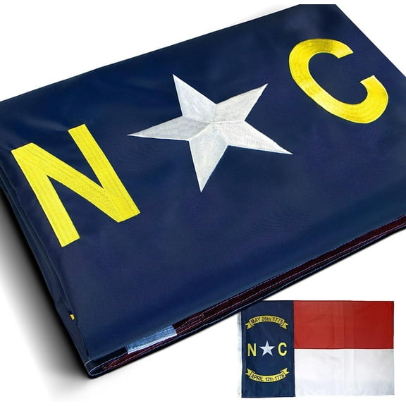 Anley EverStrong Series North Carolina State Flag 3x5 Feet - Embroidery & Heavy Duty Canvas Header - NC Flags