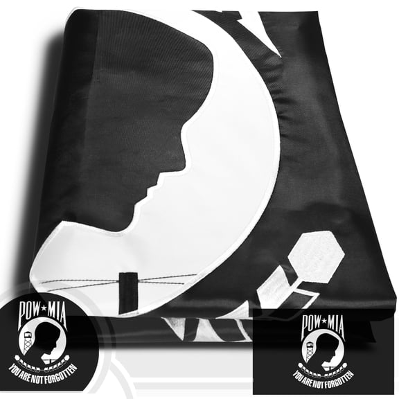 Anley EverStrong Series Embroidered Pow Mia Flag 3x5 Ft - Embroidery & Heavy Duty Canvas Header - You are Not Forgotten Prisoner of War Flag