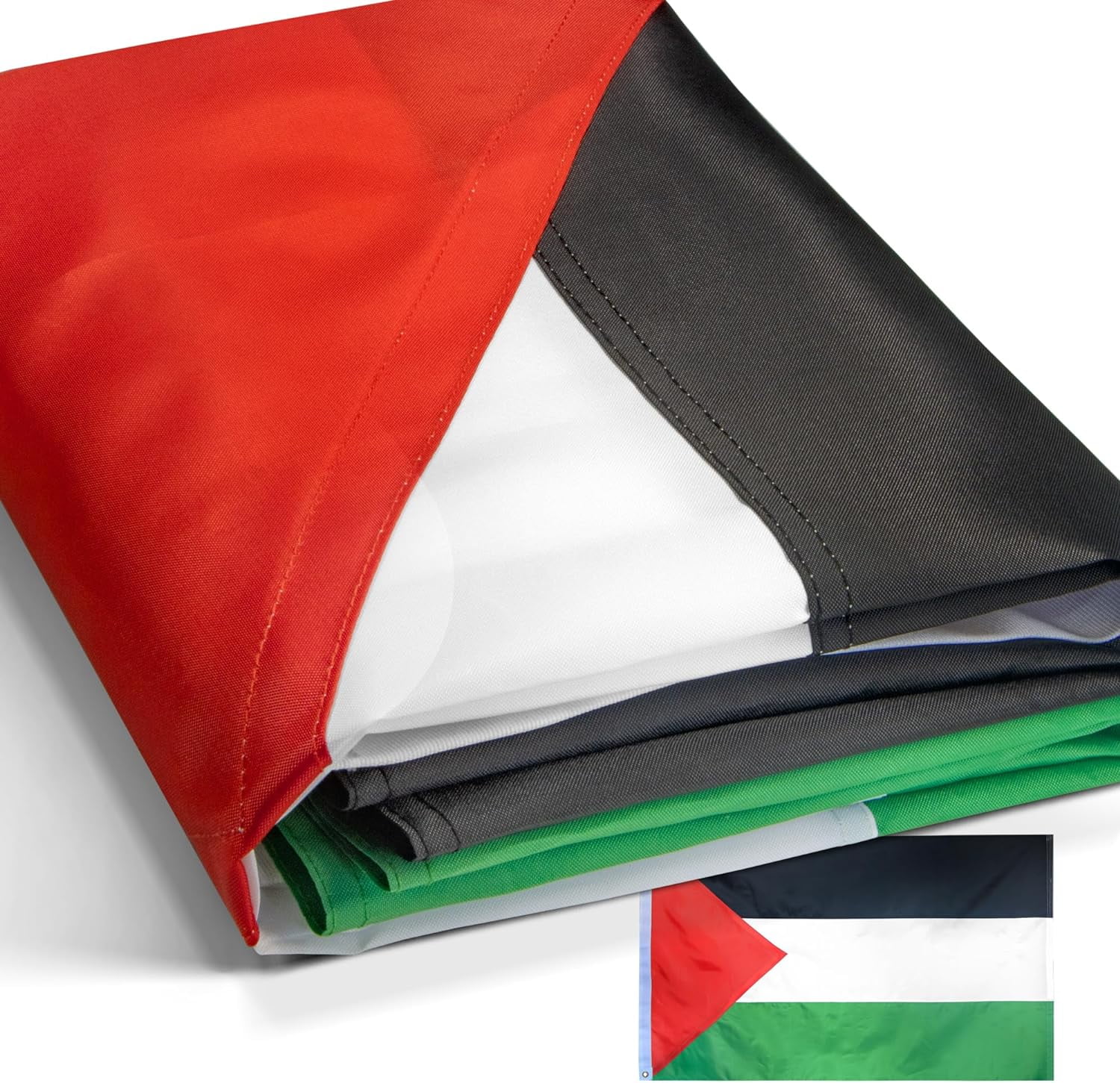 DMSE Palestine Palestinian National Flag 3X5 Ft Foot 100% Polyester 100D  Flag UV Resistant (3'X5' Ft Foot)
