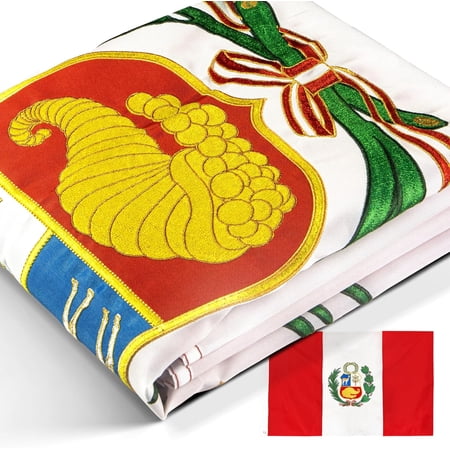 Anley EverStrong Series Peru Flag 3x5 Foot - Embroidered and Sewn Stripes - Peruvian National Flags