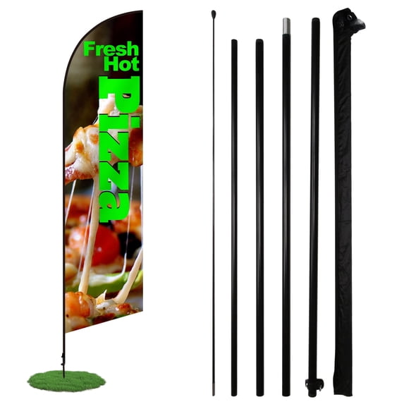 Anley Feather Flagpole Set - Assembled Flutter Banner Pole Set with Carrying Bag - Fits 2.5 FT X 12 FT Feather Flags (Flag Not Included) - Flagpole ONLY