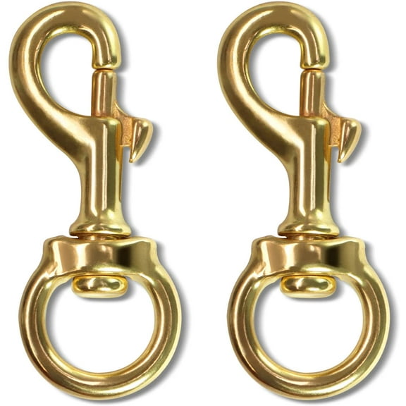 Anley Flag Accessory - 1 Pair Brass Swivel Snap Hook - Heavy Duty Flag Pole Halyard Rope Attachment Clip