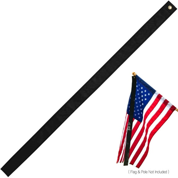 Anley Flag Mourning Streamer (Ideal for 3x5 FT Flag) Half-Mast Mourning Ribbon - Double Stitched - Honoring The Fallen Half-Staff Mourning Streamer
