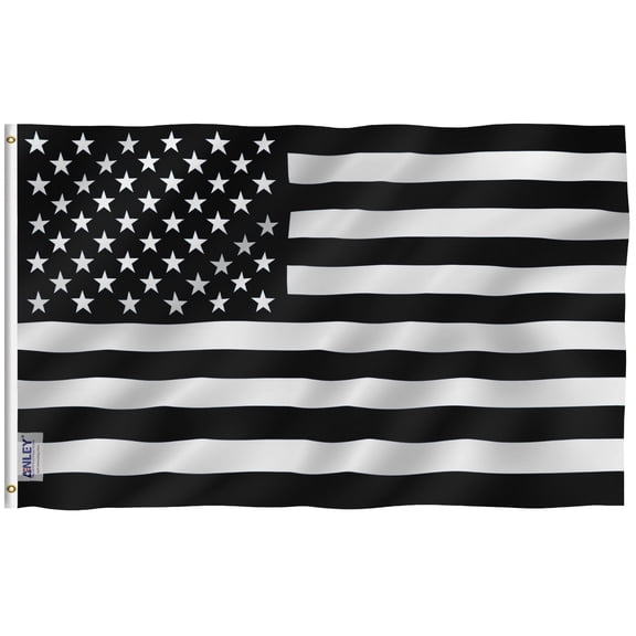 Anley Fly Breeze 3x5 Foot Black and White American Flag - Recession USA Flags Polyester