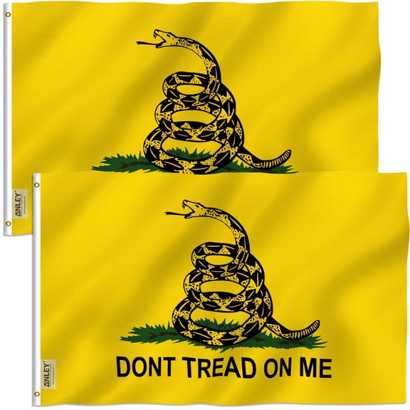 Anley Fly Breeze 3x5 Foot Don't Tread On Me Flag Polyester with Brass Grommets (2 Pack)