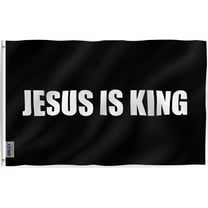 Anley Fly Breeze 3x5 Foot Jesus is King Flag - White Christian Flags Polyester with Brass Grommets (Black)