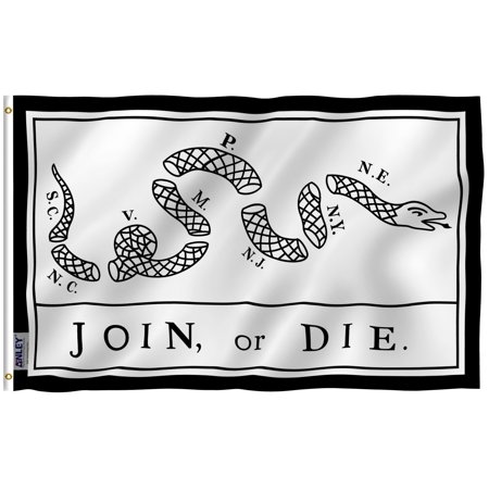 Anley Fly Breeze 3x5 Foot Join Or Die Flag - Rattlesnake Flags Polyester with Brass Grommets