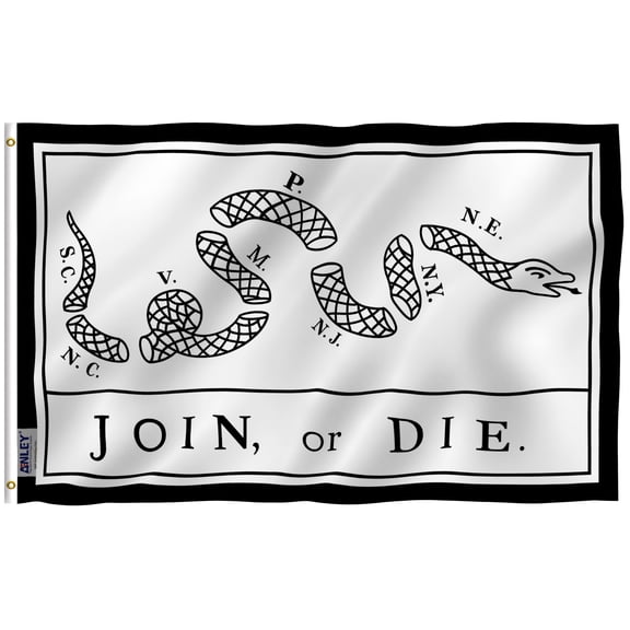 Anley Fly Breeze 3x5 Foot Join Or Die Flag - Rattlesnake Flags Polyester with Brass Grommets