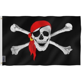 Anley Fly Breeze 3x5 Foot Jolly Roger Flag with Red Bandana - Pirate Flags Polyester