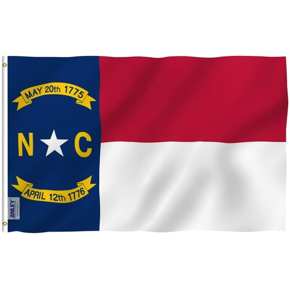 Anley Fly Breeze 3x5 Foot North Carolina State Polyester Flag - North Carolina NC Flags with Brass Grommets