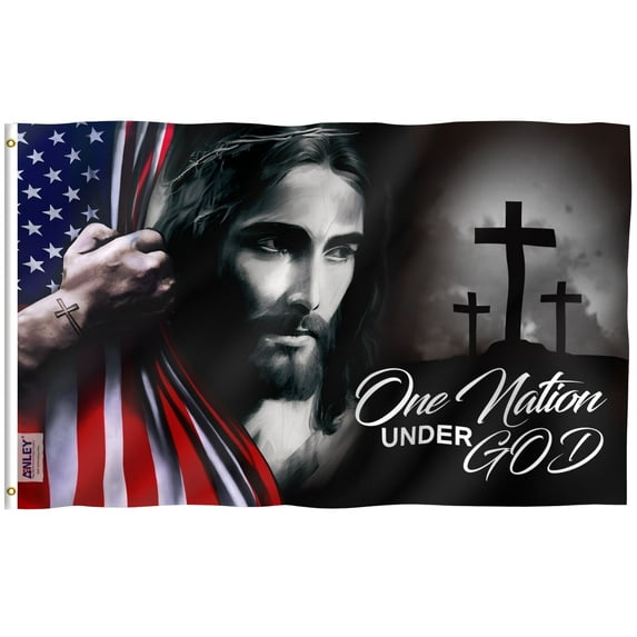 Anley Fly Breeze 3x5 Foot One Nation Under God Flag - Good Friday Christian Jesus American Flags Polyester