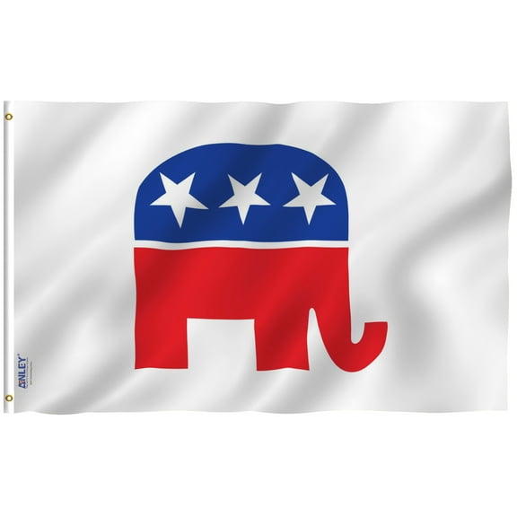 Anley Fly Breeze 3x5 Foot Republican Party Flag - Vivid Color and UV Fade Resistant - Canvas Header and Double Stitched - Elephant Flags Polyester with Brass Grommets 3 X 5 Ft