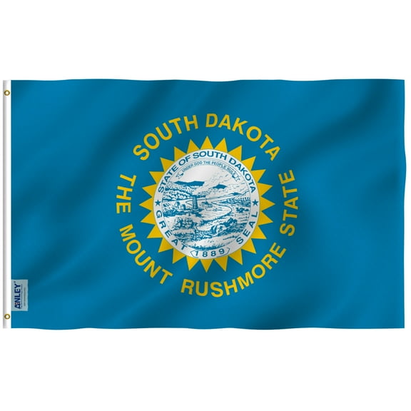 Anley Fly Breeze 3x5 Foot South Dakota State Flag - Vivid Color and UV Fade Resistant - Canvas Header and Double Stitched - South Dakota SD Flags Polyester with Brass Grommets 3 X 5 Ft