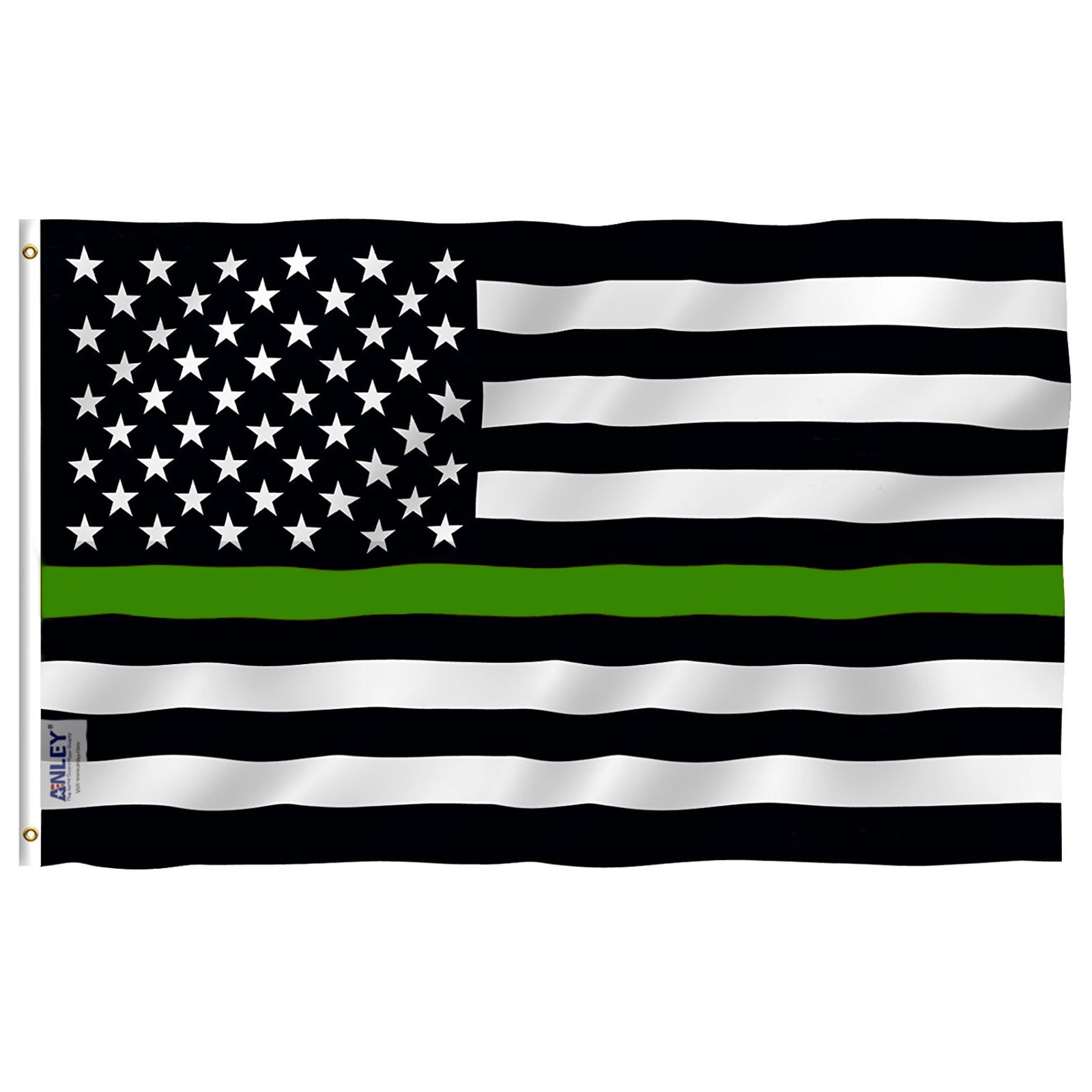 Thin Green Line USA Flag with Brass Grommets - 3x5 Feet Polyester