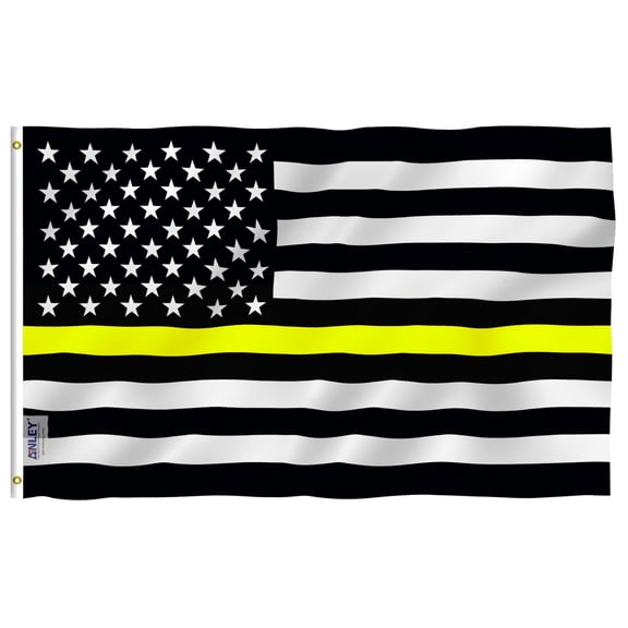 Anley Fly Breeze 3x5 Foot Thin Yellow Line USA Flag - American Honoring 911 Operators, Police Dispatchers Flags Polyester