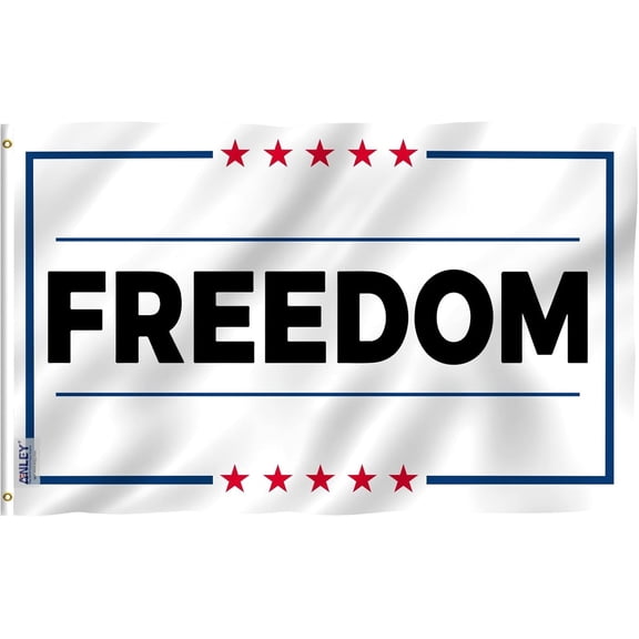 Anley Fly Breeze 3x5 Foot White Freedom Flag - Canvas Header and Double Stitched - American Flags Polyester with Brass Grommets 3X 5 Ft