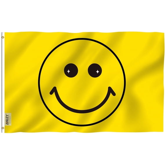 Anley Fly Breeze 3x5 Foot Yellow Happy Face Polyester