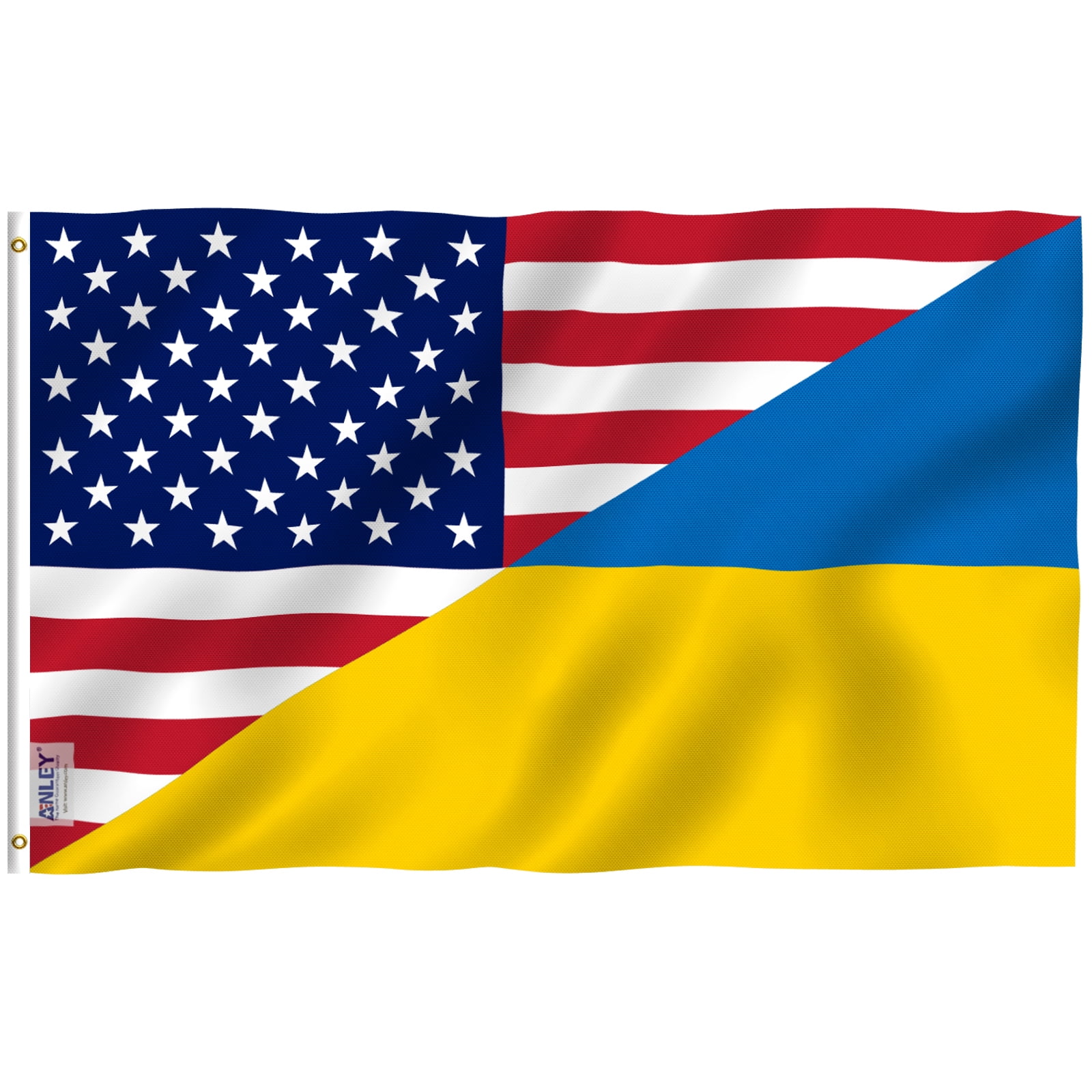 3x5 Ft America Ukraine Friendship Flag with Brass Grommets