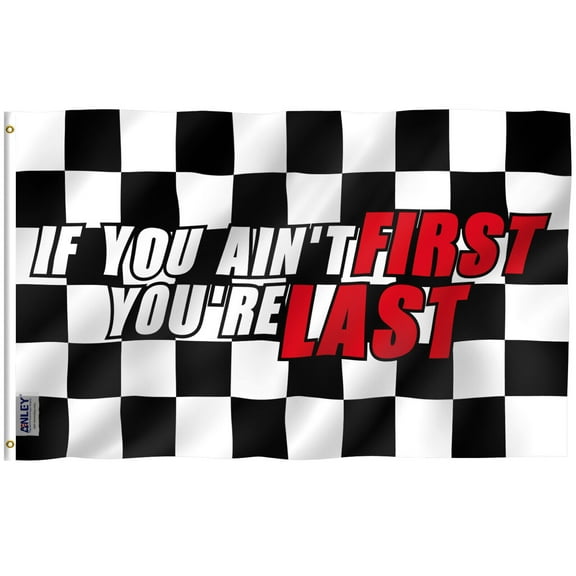 Anley Fly Breeze 3x5 Ft If You Ain't First You're Last Flag - Fitness Motivational for College Dorm Gym Man Cave Flags Polyester