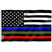 Anley Fly Breeze 3x5 Ft Thin Blue Red and Green Line USA Flag - Honoring Police Officers Firefighter and Border Patrol Agents Polyester Flags