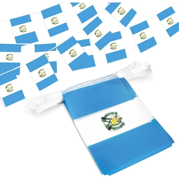 Anley Guatemala String Flag Pennant Flags, Patriotic Events 15th of September Guatemala Independence Day Decoration Sports Bars - 33 Feet 38 Flags