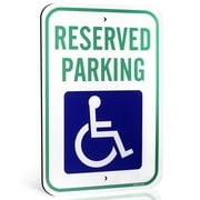 Anley Handicap Parking Sign 18 X 12 In - 40 Mil Thick Rust-Free Weatherproof Aluminum - Easy Mounting - Reserved Parking Sign with ADA Accessibility Symbol Handicapped Accessible Sign Outdoor Use