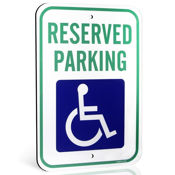 Anley Handicap Parking Sign 18 X 12 In - 40 Mil Thick Rust-Free Weatherproof Aluminum - Easy Mounting - Reserved Parking Sign with ADA Accessibility Symbol Handicapped Accessible Sign Outdoor Use