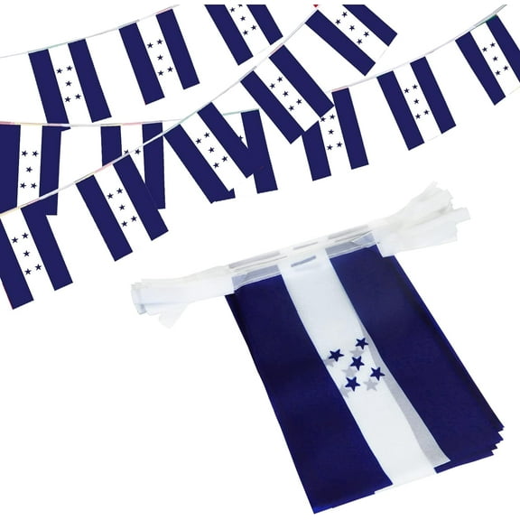 Anley Honduras String Flag Pennant Flags, Patriotic Events 15th of September Honduran Independence Day Decoration Sports Bars - 33 Feet 38 Flags