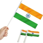 Anley India Mini Flag 12 Pack - Hand Held Small Miniature Indian Flags 5x8 Inch