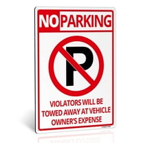 Anley No Parking Sign 14 X 10 In - Weatherproof Aluminum - Violators Will Be Towed Away at Vehicle Owners Expense Metal Warning Sign