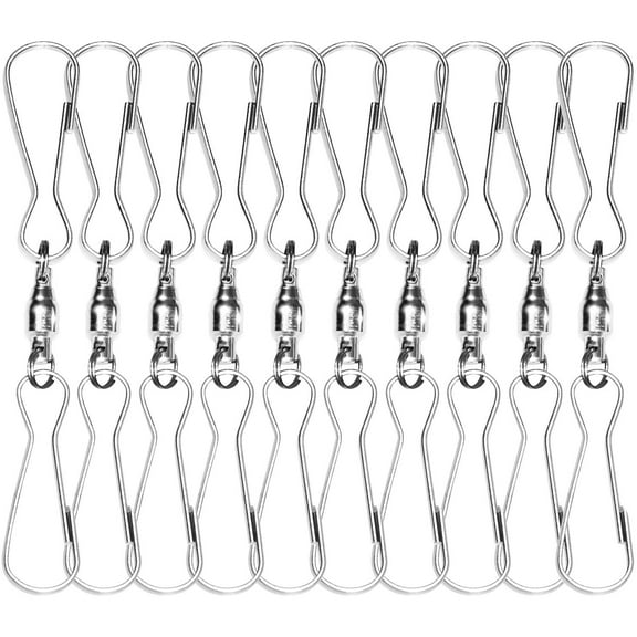 Anley Pack of 10 Windsock Clips - 3" Dual Swivel Hook & 360 Rotatable & Anti-wrap & Stainless