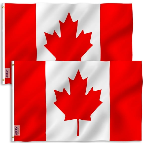 Anley Pack of 2 Fly Breeze 3x5 Foot Canada Flag - Canadian National Flags Polyester with Brass Grommets
