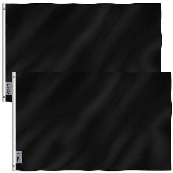 Anley Pack of 2 Fly Breeze 3x5 Foot Solid Black Flag - Plain Black Flags Polyester
