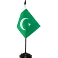 thumbnail image 1 of Anley Pakistan Deluxe Desk Flag Set - 6 x 4 Inch Miniature Pakistani PK PAK Desktop Flag, 1 of 5