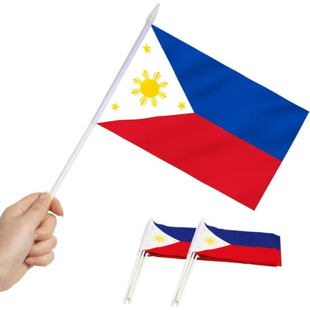 Anley Philippines Mini Flag 12 Pack - Hand Held Small Miniature Philippine Flags 5x8 Inch
