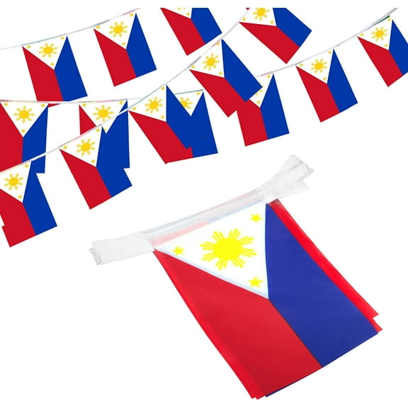 Anley Philippines String Flag Pennant Banners, Patriotic Events 12th of June Independence Day Decoration Sports Bars - 33 Feet 38 Flags