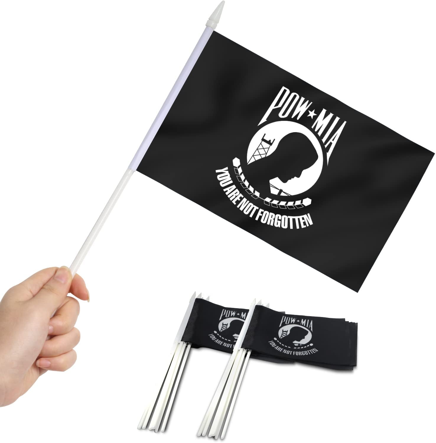 Mini Black and White Patriotic Handheld Flags 5x8 Inch