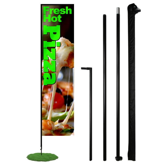 Anley Rectangle Feather Flagpole Set - Assembled Flutter Banner Pole Set with Carrying Bag - Fits 2Ft X 6Ft Feather Flags(Not Included) - Flagpole ONLY