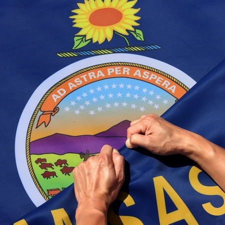 Anley Rip-Proof Double Sided 3-Ply Kansas State Flag 3x5 Foot - Kansas Flags 3 X 5 Ft