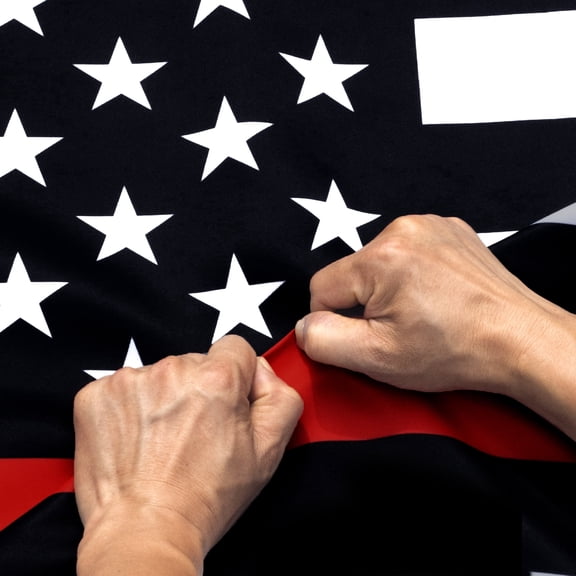 Anley Rip-Proof Double Sided 3-Ply Thin Red Line USA Flag 3x5 Foot - American Honoring Firefighter Flags 300D Polyester