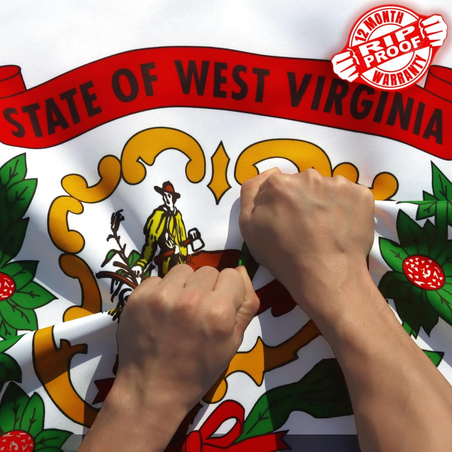 Rip-Proof Double Sided 3-Ply West Virginia State Flag 3x5 Foot