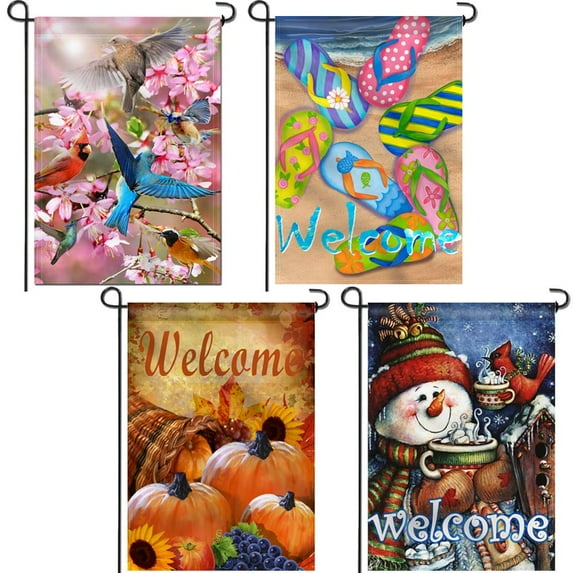 Anley Seasonal Garden Flags Set 4 Seasons Series Spring Summer Autumn Winter Garden Flags Double Sided 18 x 12.5 Inch