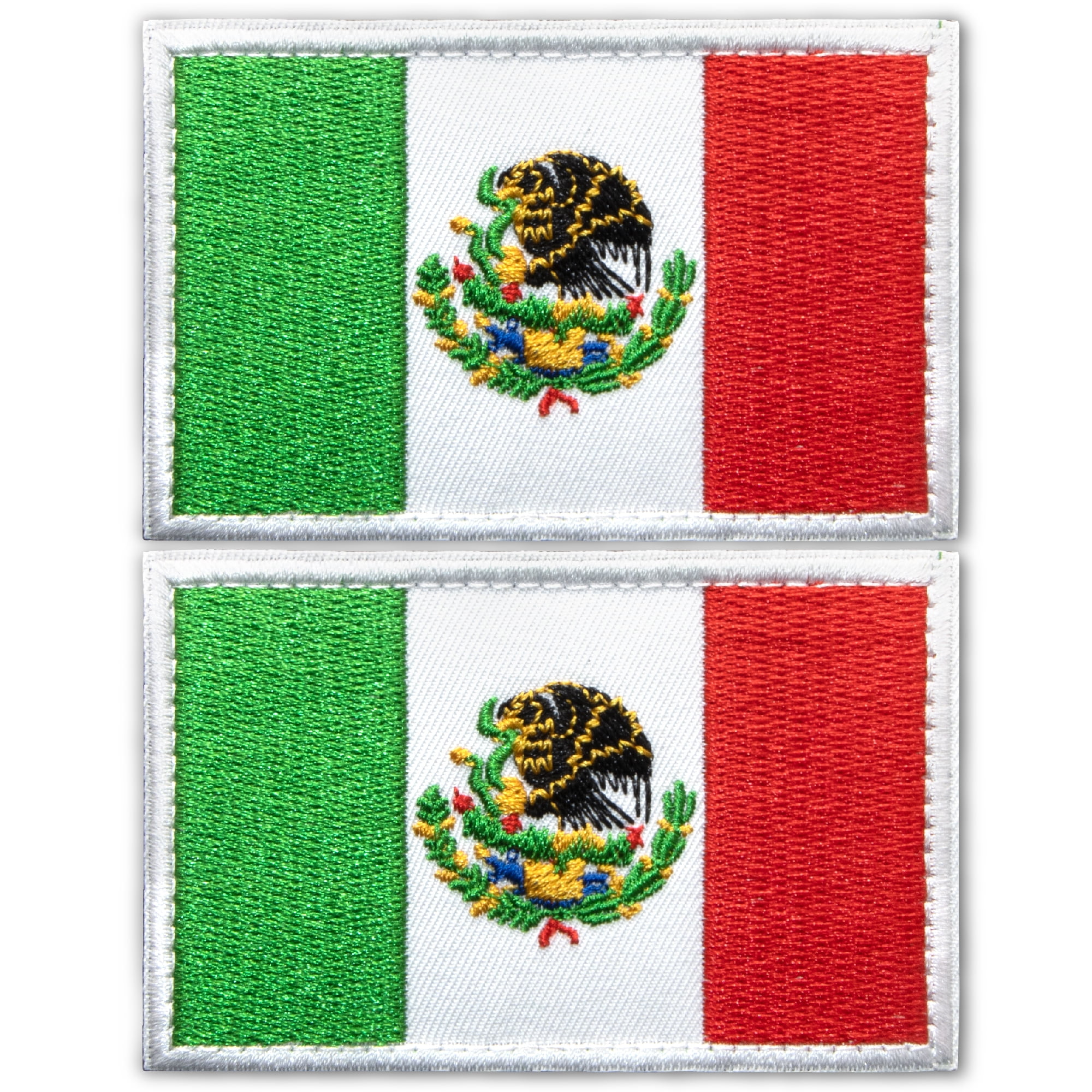 Anley Tactical Mexico Flag Embroidered Patches (2 Pack) - 2x 3 Mexican  Flag Military Uniform Sew On Emblem Patch