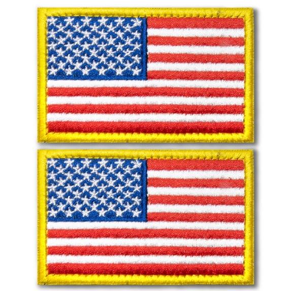 Anley Tactical USA Flag Embroidered Patches (2 Pack) - 2"x 3" American US Flag Military Uniform Sew On Emblem Patch - Loop & Hook Fasteners Attach to Tactical Hats, Garment & Gears