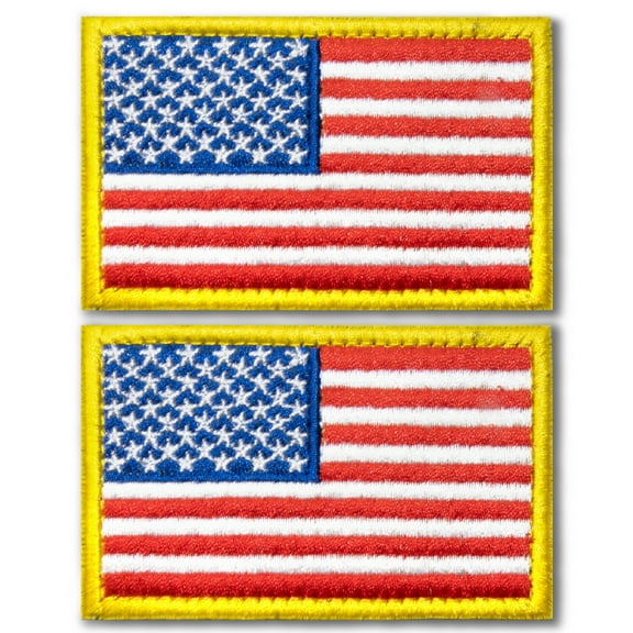 Anley Tactical USA Flag Embroidered Patches (2 Pack) - 2"x 3" American US Flag Military Uniform Sew On Emblem Patch - Loop & Hook Fasteners Attach to Tactical Hats, Garment & Gears