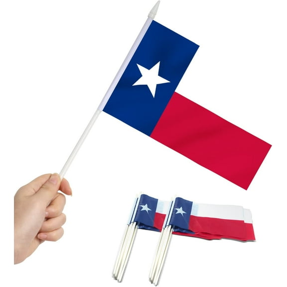Anley Texas State Mini Flag 12 Pack - Hand Held Small Miniature TX Lone Star Flags 5x8 Inch
