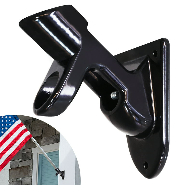 Anley Two-Position Flag Pole Holder Mounting Bracket with Hardwares - 1 inch Inner Diameter Black