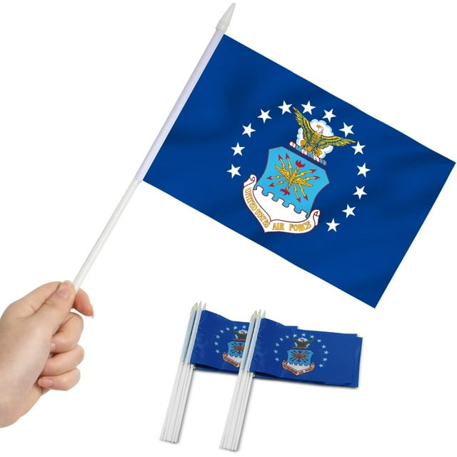 Anley US Air Force Mini Flag 12 Pack - Hand Held Small Miniature United States Air Force Military Flags 5x8 Inch
