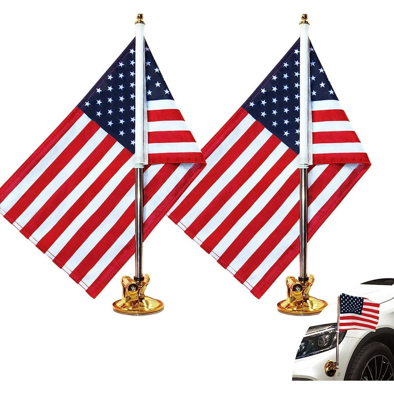 ANLEY 1.3 ft. x 0.83 ft. USA Car Flag with 1 ft. Flagpole A.Flag